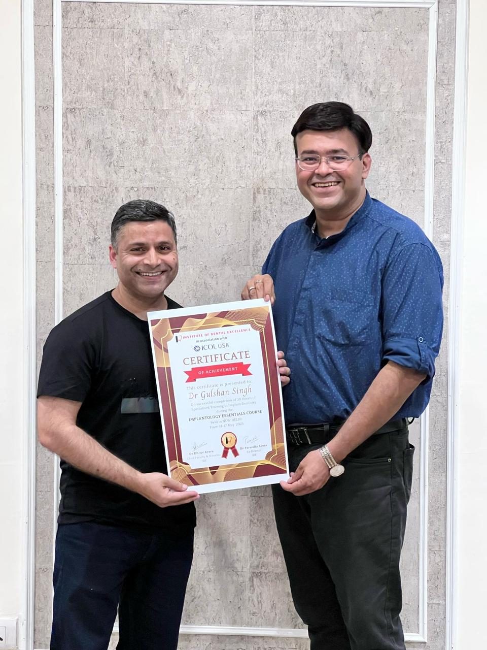 Certificate of achievement, Implantology Essentials course