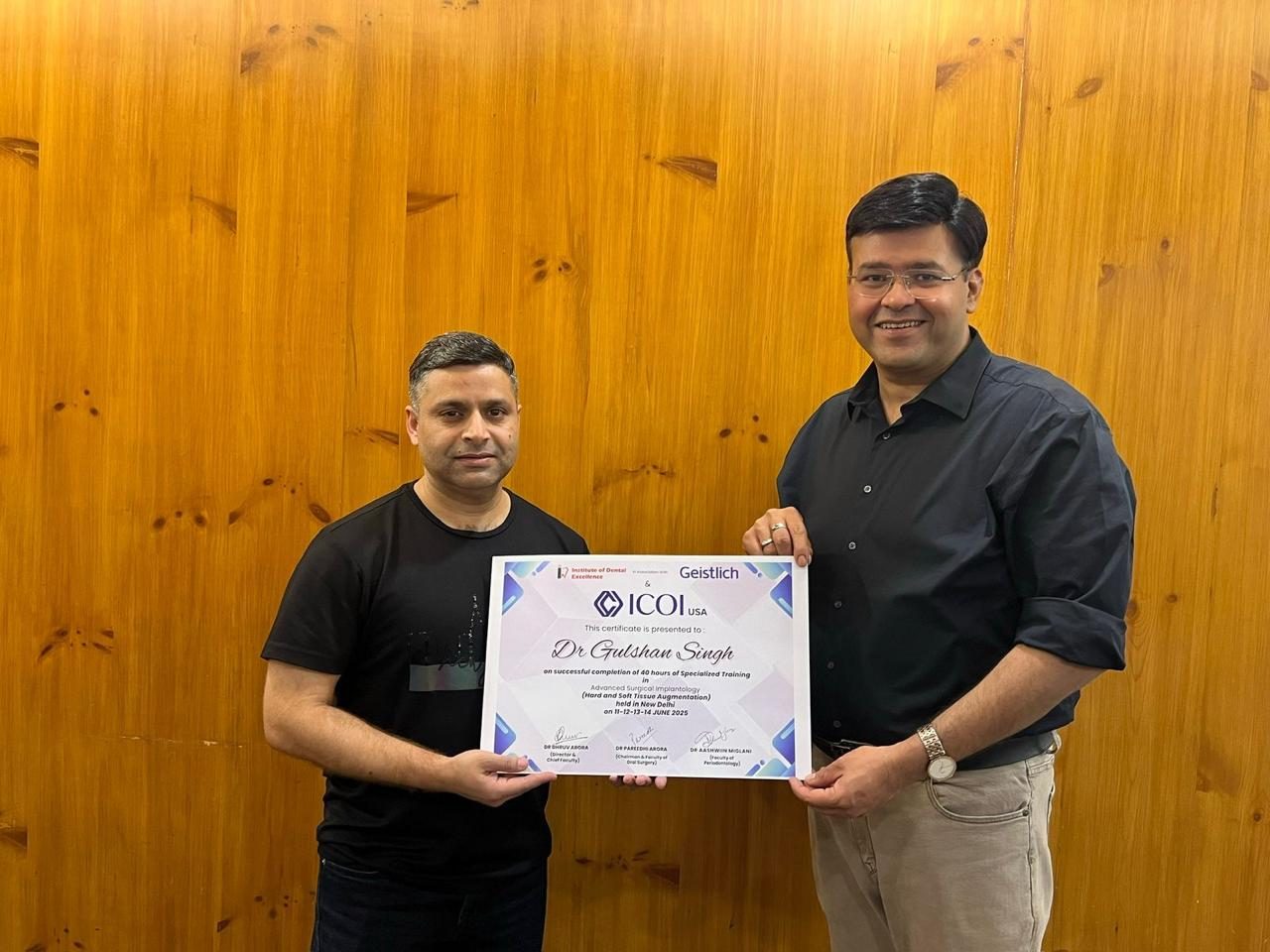 Certificate, Advanced Surgical Implantology training